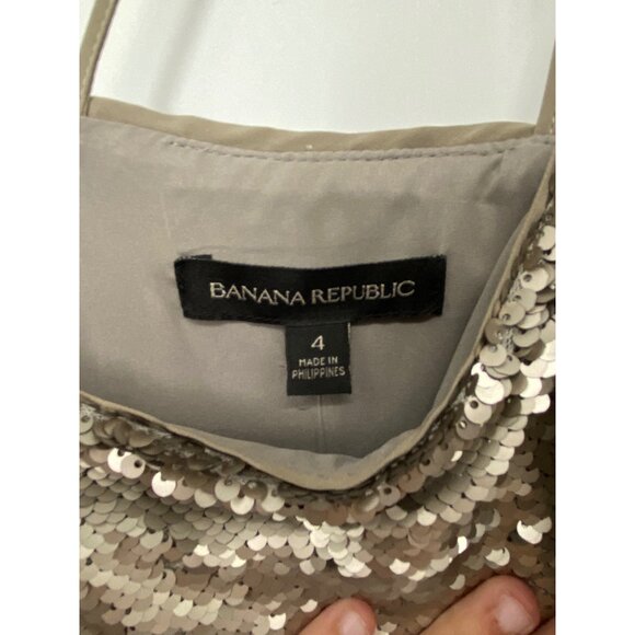 NWT BANANA REPUBLIC STRAPPY SEQUIN DRESS LINED SILVER SIZE 4 - Picture 4 of 5